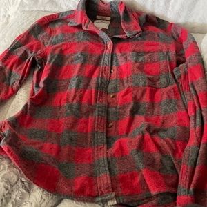 A long-sleeve flannel button down